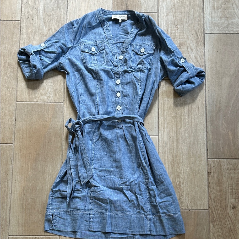 Jones New York Light Blue Button-Up Mini Dress